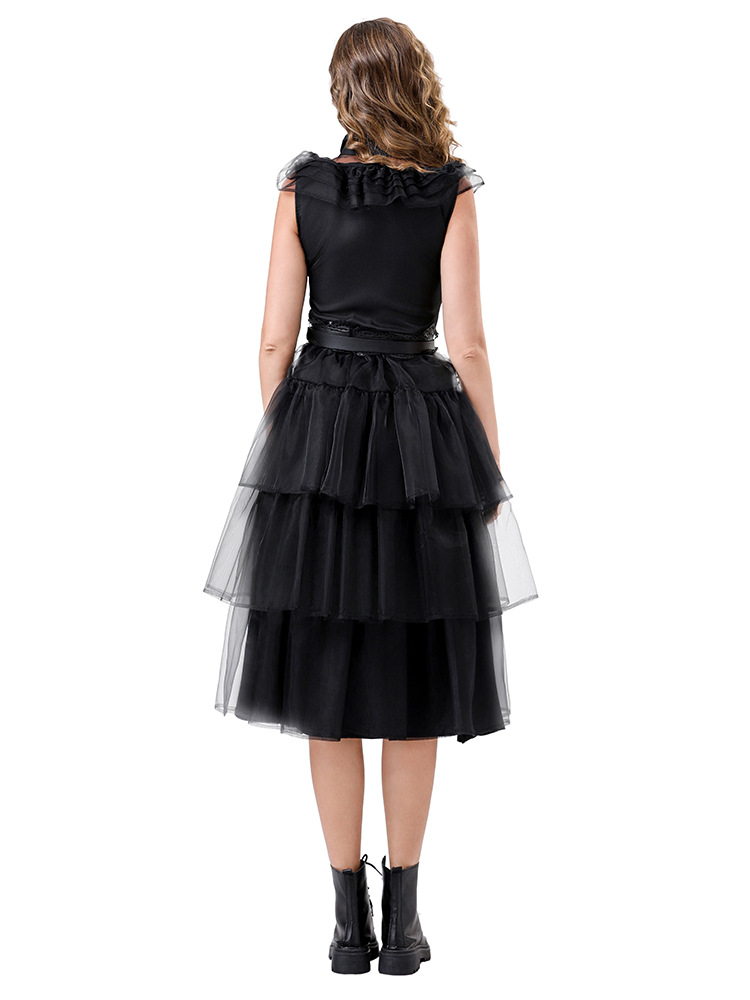 Women Wednesday Black Dress Dance Costume Dress Halloween Cosplay Gothic Outfit